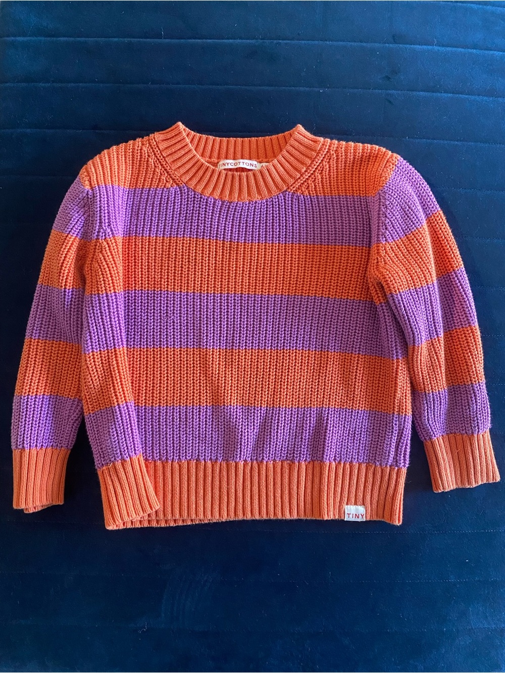 Tiny Cottons Striped Orange & Purple Sweater 6Y